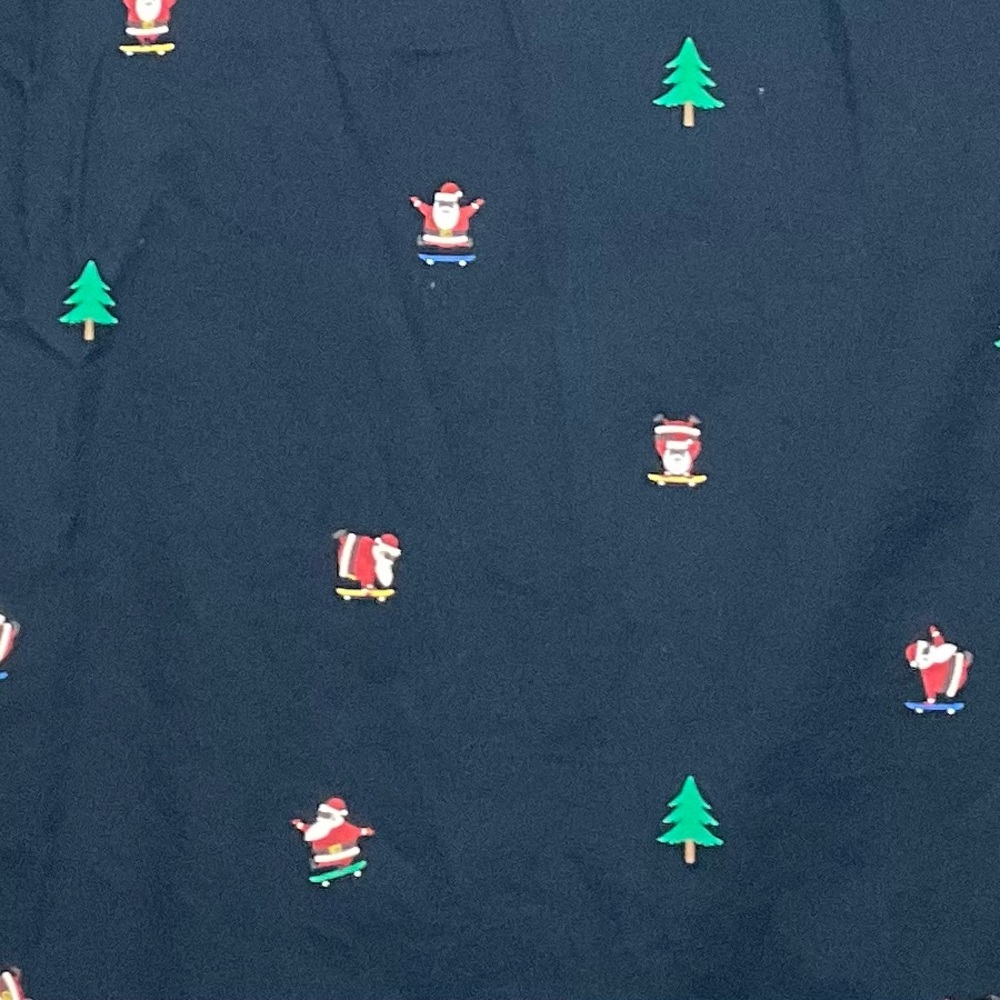 H&M Skateboard Santa Christmas Holiday Navy Long Sleeve Button Down Shirt - Picture 4 of 8
